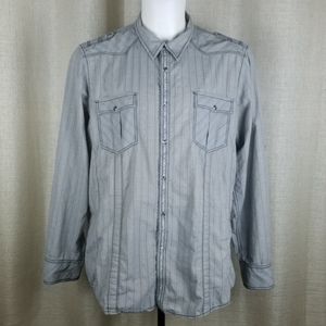 Men's Western Style Pearl Snap L/S Shirt 2XL- XXL